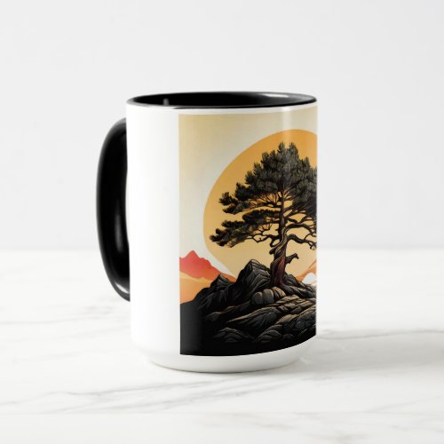Pine Sunset Mug _ Tranquil Forest Twilight Design