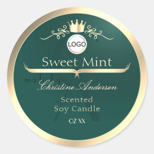 Pine Teal Product Label Gold Frame Logo Monogram