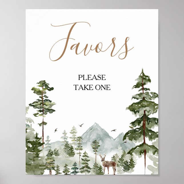 Pine Tree Adventure Awaits Couple Shower Favors Poster (Front)