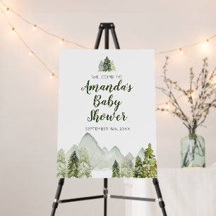 Pine Tree adventure baby shower Welcome Sign