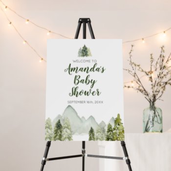 Pine Tree Adventure Baby Shower Welcome Sign by HappyPartyStudio at Zazzle