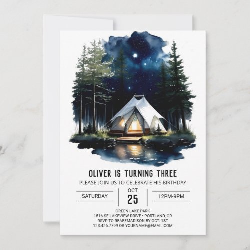 Pine Tree Adventure Birthday Invitation