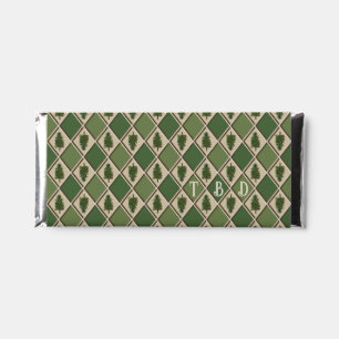 Pine Tree and Harlequin Candy Favor Hershey Bar