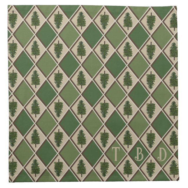 Pine Tree and Harlequin Cloth Napkin (Front)