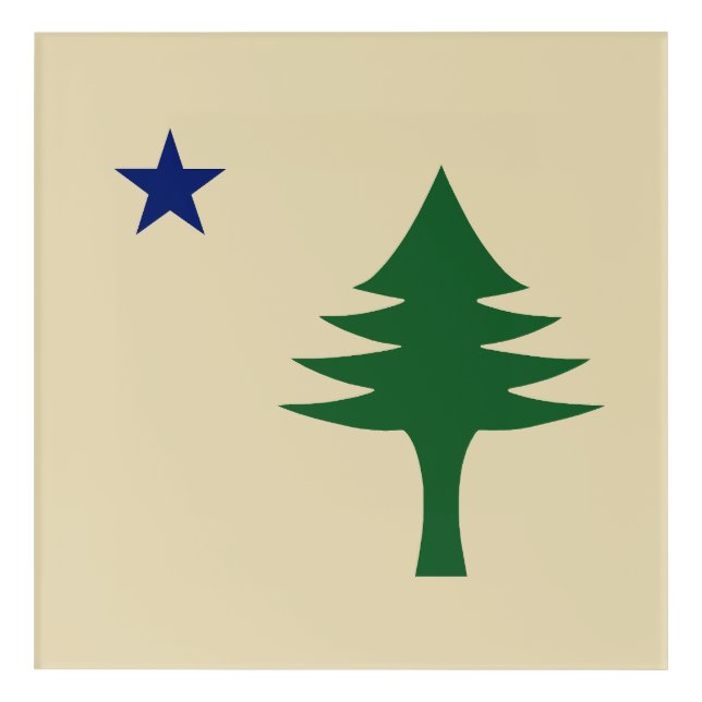 Pine tree and star 1901 flag of Maine State Acrylic Print (Front)