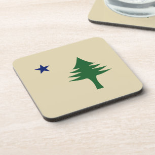 Pine tree and star 1901 flag of Maine State Beverage Coaster