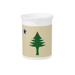 Pine tree and star 1901 flag of Maine State Beverage Pitcher