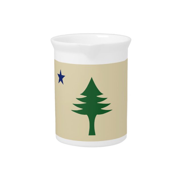Pine tree and star 1901 flag of Maine State Beverage Pitcher (Front)