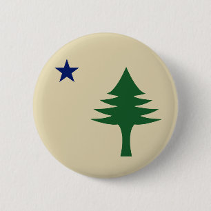 Pine tree and star 1901 flag of Maine State Button