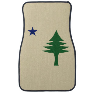Pine tree and star 1901 flag of Maine State Car Floor Mat