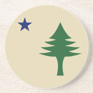 Pine tree and star 1901 flag of Maine State Coaster