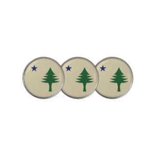 Pine tree and star 1901 flag of Maine State Golf Ball Marker