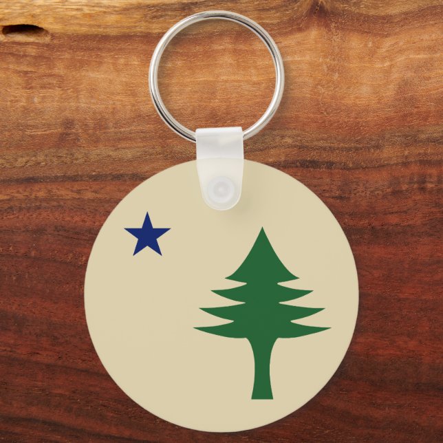 Pine tree and star 1901 flag of Maine State Keychain (Back)