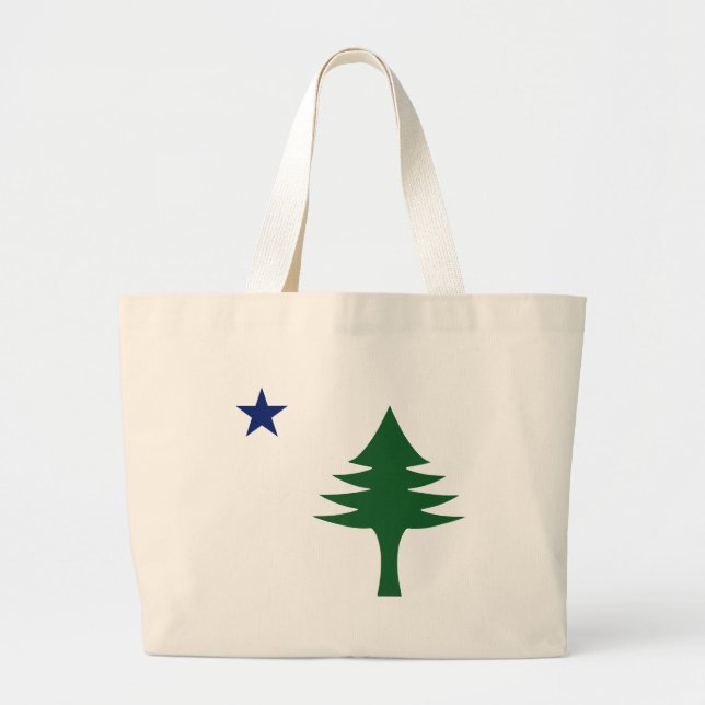 Pine tree and star 1901 flag of Maine State Large Tote Bag (Front)