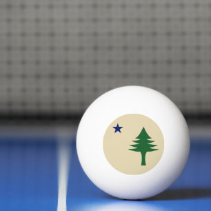 Pine tree and star 1901 flag of Maine State Ping Pong Ball