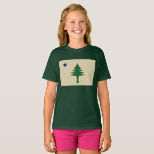 Pine tree and star 1901 flag of Maine State T-Shirt