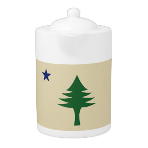 Pine tree and star 1901 flag of Maine State Teapot