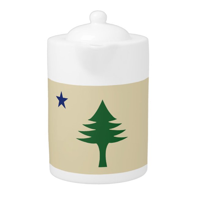 Pine tree and star 1901 flag of Maine State Teapot (Front)