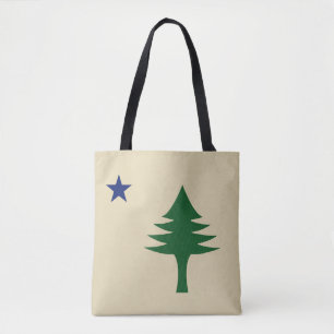 Pine tree and star 1901 flag of Maine State Tote Bag
