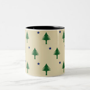 Pine tree and star 1901 flag of Maine State Two-Tone Coffee Mug