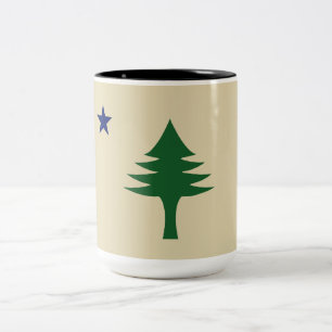 Pine tree and star 1901 flag of Maine State Two-Tone Coffee Mug