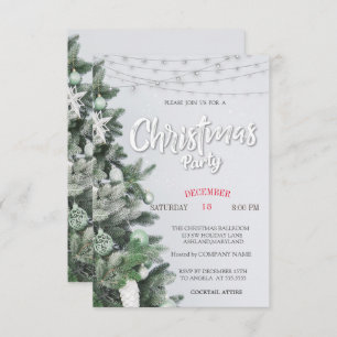 Pine Tree,Balls, Lights Christmas Party Invitation