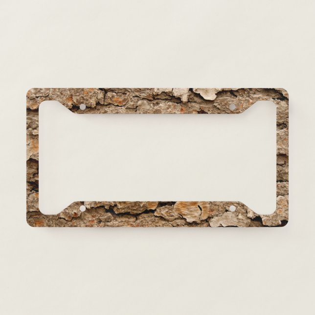 Pine Tree Bark Texture License Plate Frame (Front)