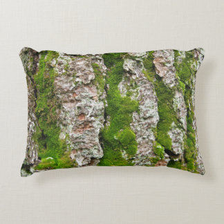 Pine Tree Bark With Moss Accent Pillow
