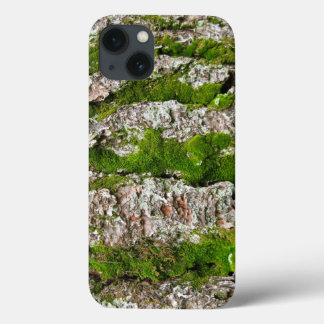 Pine Tree Bark With Moss iPhone 13 Case