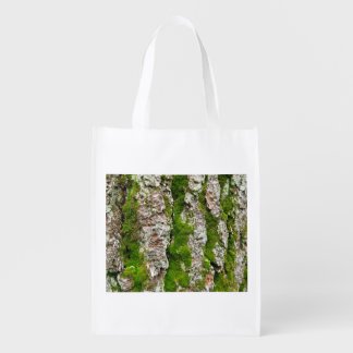 Pine Tree Bark With Moss Grocery Bag