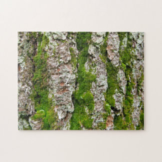 Pine Tree Bark With Moss Jigsaw Puzzle