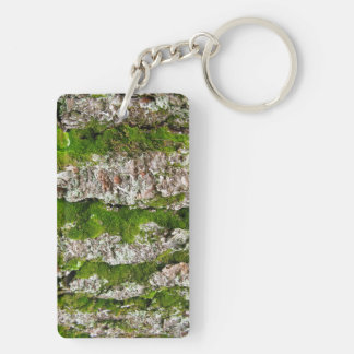 Pine Tree Bark With Moss Keychain