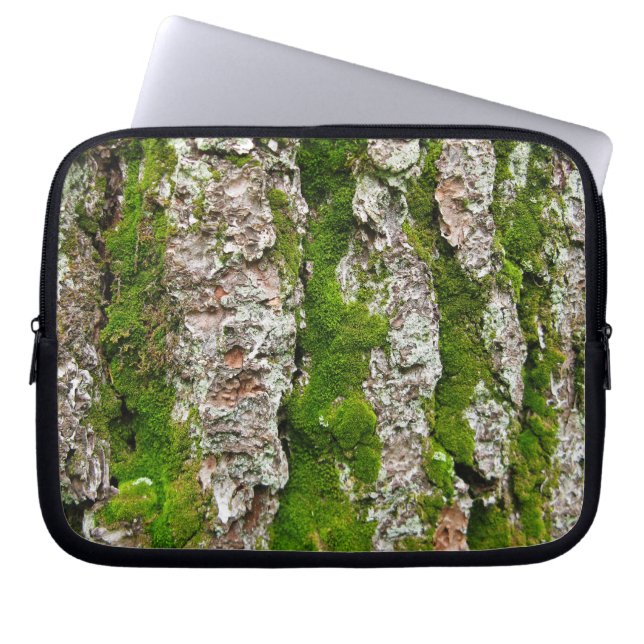 Pine Tree Bark With Moss Laptop Sleeve (Front)