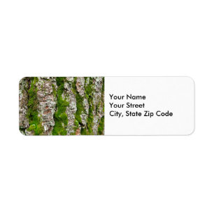 Pine Tree Bark With Moss return address label