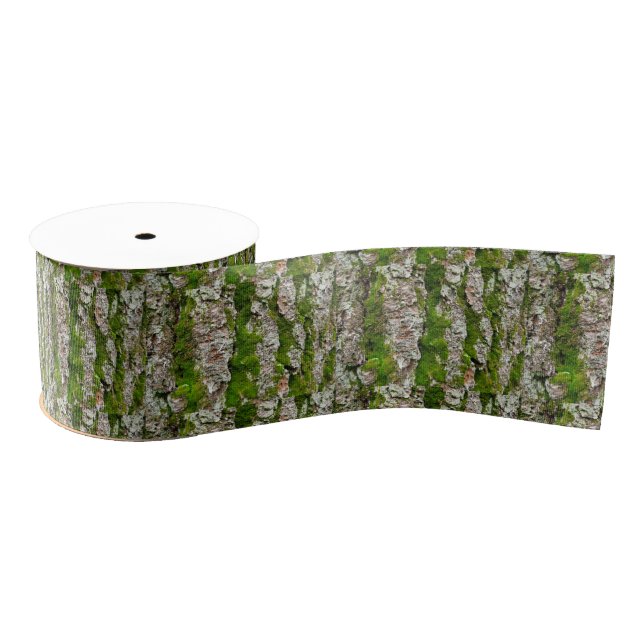 Pine Tree Bark With Moss Satin Ribbon (Spool)