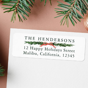 Pine Tree Border Christmas Return Address Label