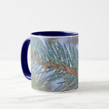 Pine Tree Branch Snow and Winter Art Mug Cup