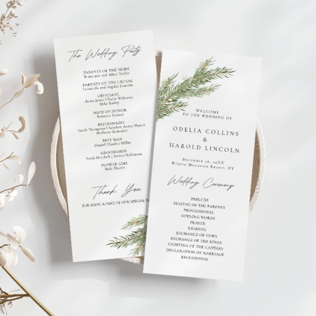 Pine Tree Branch Winter Wedding Program (Creator Uploaded)
