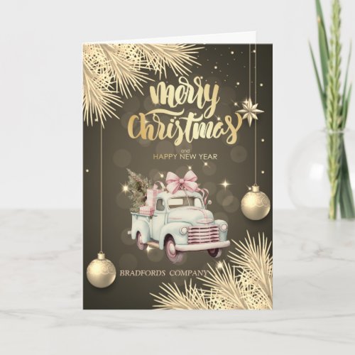 Pine Tree Branches BallsCar Christmas Holiday Card