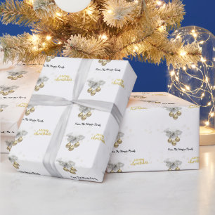 Pine Tree Branches,Balls Merry Christmas Wrapping Paper