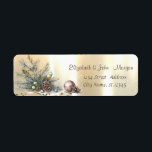 Pine Tree Branches Balls Pine cones Christmas  Label<br><div class="desc">Adorable pine trees branches with pine cones,  and balls on gold background. An elegant and sophisticated design. Customize with your name and address details.</div>