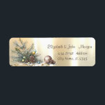 Pine Tree Branches Balls Pine cones Christmas  Label<br><div class="desc">Adorable pine trees branches with pine cones,  and balls on gold background. An elegant and sophisticated design. Customize with your name and address details.</div>