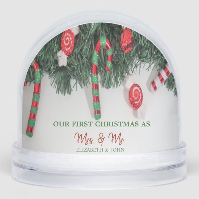 Pine Tree Branches Candy, Our First Christmas Snow Globe (Front)