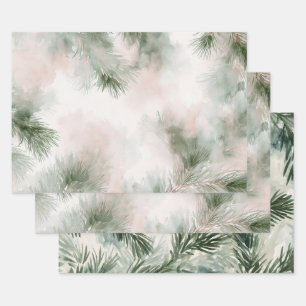 Pine Tree Branches Christmas Wrapping Paper Sheets