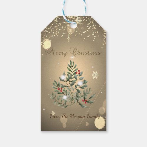 Pine Tree Branches Confetti Gift Tags