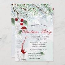 Pine Tree Branches,Glass,Corporate Christmas Party Invitation