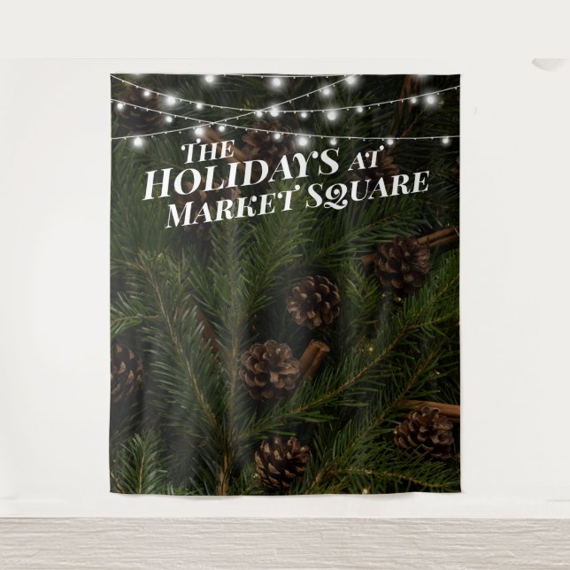 Pine Tree Branches Holiday Photo Backdrop (Front)