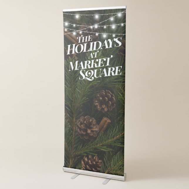 Pine Tree Branches Holiday Photo Vertical Retractable Banner (3/4)