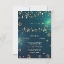 Pine Tree Branches,Lights Wood Christmas Party Invitation