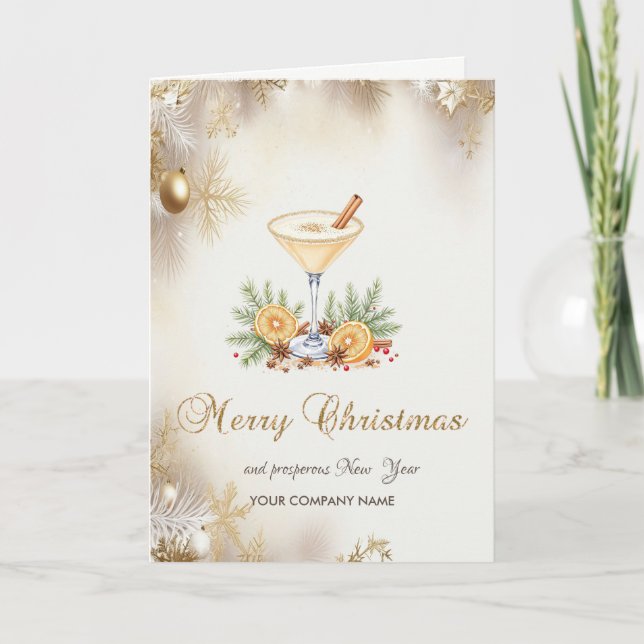 Pine Tree Branches Orange Drink Snowflakes Holiday (Front)